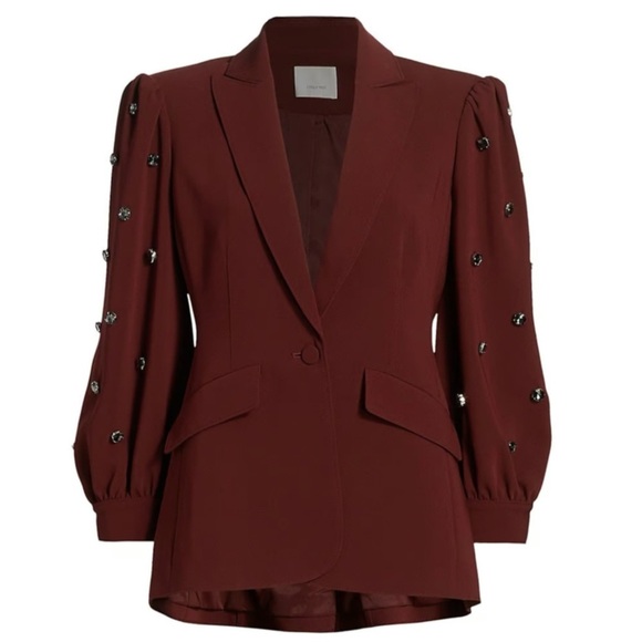 Cinq a Sept Amie Bejeweled 3/4" Puff Sleeve Tailored Fitted
Blazer Size 4 NEW - Picture 2 of 13